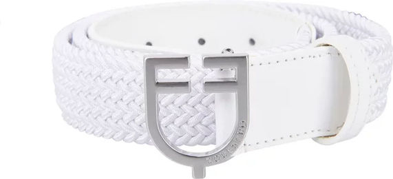 Produktbild von Equestro Elastischer Damen Gürtel mit Lederlogo-Schließe in Weiß 60 cm