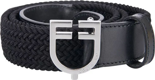 Produktbild von Equestro Elastischer Damen Gürtel mit Lederlogo-Schließe Schwarz 110 cm