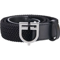 Produktbild von Equestro Elastischer Damen Gürtel mit Lederlogo-Schließe Schwarz 90 cm