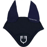 Produktbild von Equestro Fliegenhaube für Pferde aus Baumwolle in Blau mit Zugband