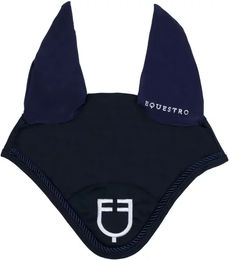 Produktbild von Equestro Fliegenhaube für Pferde aus Baumwolle mit Zugband in Blau