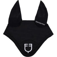 Produktbild von Equestro Fliegenhaube für Pferde aus Baumwolle mit Zugband in Schwarz oder Silber
