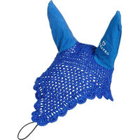 Produktbild von Equestro Fliegenhaube für Pferde blau mit elastischem Vordergespann Full