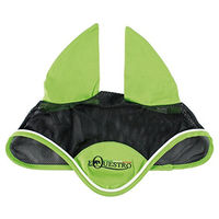Produktbild von Equestro Fliegenhaube für Pferde mit weißem Zierband aus Baumwolle in Lime/Nero