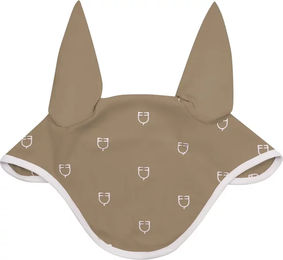 Produktbild von Equestro Fliegenhaube für Pferde White Line Technik Edition in Braun und Beige Full