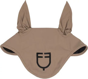 Equestro Fliegenhaube für Warmblut Pferde in Braun und Beige aus Stoff – Bild 1 von 2