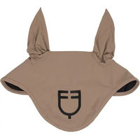 Produktbild von Equestro Fliegenhaube für Warmblut Pferde in Braun und Beige aus Stoff