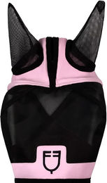 Produktbild von Equestro Fliegenmaske für Pferde aus Bambus in Schwarz oder Rosa Größe L