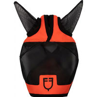Produktbild von Equestro Fliegenmaske für Pferde aus Bambus in Schwarz-Orange Größe M