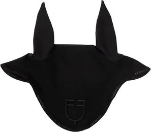 Equestro Fliegenohren für Warmblut in Schwarz aus Stoff mit Logo – Bild 1 von 5