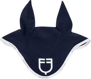 Equestro Fliegenohren mit Logo und Equestro Mütze Modell GP mit Full-Logo in Blau – Bild 1 von 5