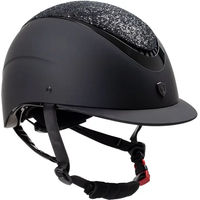 Produktbild von Equestro Galaxy Reithelm für Damen mit kleinem Visier und Strasssteinen in Schwarz aus Kunstleder