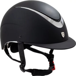 Equestro Galaxy Shiny Frame Reithelm Unisex mit glänzendem Kunstleder Bezug in Schwarz Silber Größe L – Bild 1 von 2