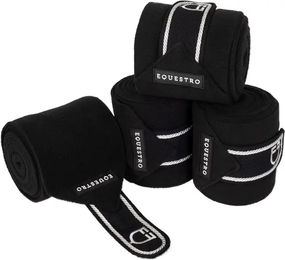 Produktbild von Equestro Gamaschen aus Fleece mit gesticktem Logo Schwarz Größe M 4er Pack