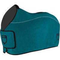 Produktbild von Equestro GP Fleece-Abschwitzdecke für Pferde mit Frontverschluss in Benzin 165 cm
