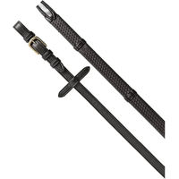 Produktbild von Equestro Gummizügel für Pferde mit englischem Zaumzeug und Messingbeschlägen aus Leder in Schwarz