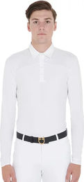 Produktbild von Equestro Herren Reitshirt Langarm Poloshirt Weiß XXL