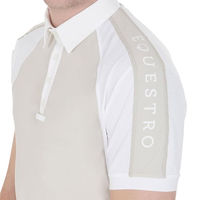 Produktbild von Equestro Herren Reitshirt Slim Fit Turnierpolo aus Baumwolle Sommer Weiß oder Beige Größe S