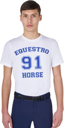 Produktbild von Equestro Horse Club T-Shirt für Herren aus Baumwolle Weiß XXL
