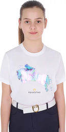 Equestro Jump T-Shirt für Mädchen aus Baumwolle Weiß Bunt – Bild 1 von 1