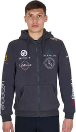 Produktbild von Equestro Kapuzenpullover New Style mit Mehrfach-Logo für Herren in Grau Größe L