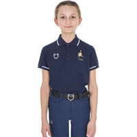 Produktbild von Equestro Kinder Reit-Poloshirt Sommer Blau Größe 10 Jahre