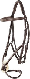 Produktbild von Equestro Kreuzgebiss aus Kunstleder für Pferde Braun XFull