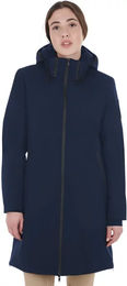 Produktbild von Equestro Lange Daunenjacke mit Kapuze für Damen in Blau Größe L