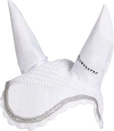 Produktbild von Equestro Langzeit-Fliegenschutzmaske für Pferde aus Lycra in Silber-Weiß