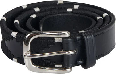 Produktbild von Equestro Leder-Gürtel mit Stickerei Unisex Schwarz Weiß 100 cm