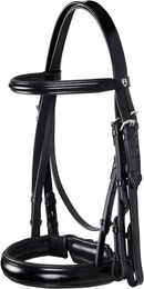 Produktbild von Equestro Leder-Trensengebiss für Dressurreiten in Schwarz für Vollblut