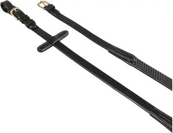 Produktbild von Equestro Leder- und Gummizügel für englisches Zaumzeug Schwarz für Vollblut