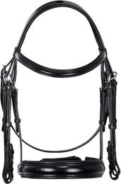 Produktbild von Equestro Leder Zaumzeug ohne Zügel Schwarz für Vollblut