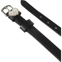 Produktbild von Equestro Lederriemen mit verzierten Schnallen für Pferde Sporenhalter Schwarz Silber