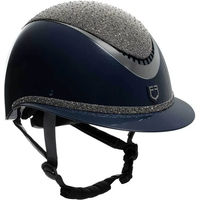Produktbild von Equestro Luxury Reithelm Damen mit Strass aus Kunstleder in Blau und Silber Größe M