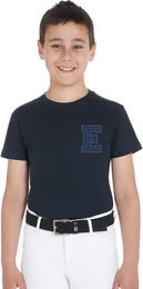 Equestro Monogram T-Shirt für Kinder aus Baumwolle in Marineblau – Bild 1 von 1