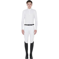 Produktbild von Equestro Nestor Reitshirt Polo mit langen Ärmeln für Herren Weiß Größe S