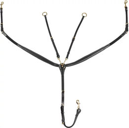 Equestro New Pferdebrustgeschirr aus Leder für Ponys in Schwarz und Gold – Bild 1 von 1