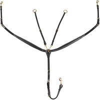 Produktbild von Equestro New Pferdebrustgeschirr aus Leder für Ponys in Schwarz und Gold