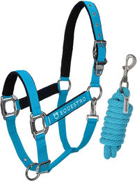 Equestro Pferd Halfter aus Nylon mit Shiny Fittings in Türkis Größe Full – Bild 1 von 2