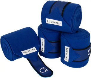 Produktbild von Equestro Pferde-Polo-Bänder mit Klettverschluss aus Fleece in Blau 4er Pack