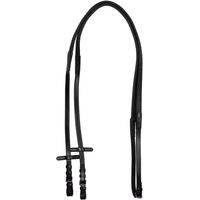 Produktbild von Equestro Pferde Zügel aus Leder und Gummi Schwarz Standard