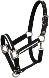 Equestro Pferdehalfter aus Nylon in Schwarz mit weißem Rand für Vollblut – Bild 1 von 5