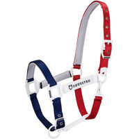 Produktbild von Equestro Pferdehalfter mit Leine Flaggy für Vollblut in Blau Weiß Rot aus Nylon