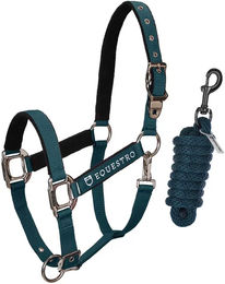Produktbild von Equestro Pferdehalfter Modello Shiny Fittings aus Nylon in Grün für Ponys