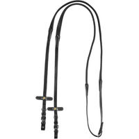 Produktbild von Equestro Pferdezügel aus Leder für Ponys in Schwarz 5/8"
