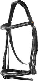 Produktbild von Equestro Pferdezügel aus Leder mit Nieten in Schwarz für Vollblut