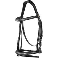 Produktbild von Equestro Pferdezügel aus Leder mit Nieten Schwarz für Ponys