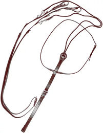 Produktbild von Equestro Pferdezügel mit Leder- und Gummimartingal in Braun