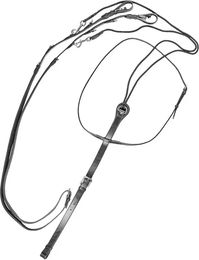 Produktbild von Equestro Pferdezügel mit Leder- und Gummimartingal in Schwarz Full